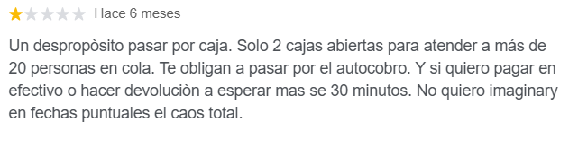 ¿Cajas de autopago o control de aduanas? 9 Reseñas negativas en Google sobre las cajas de autopago de Primark