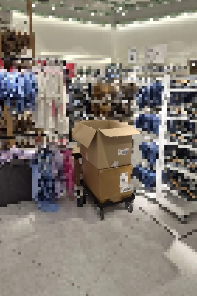 Gestión de Tiendas: Cuando el almacén invade la experiencia de compra 2 Caos operativo que afecta a la experiencia de compra_Cajas de cartón en mitad de la tienda